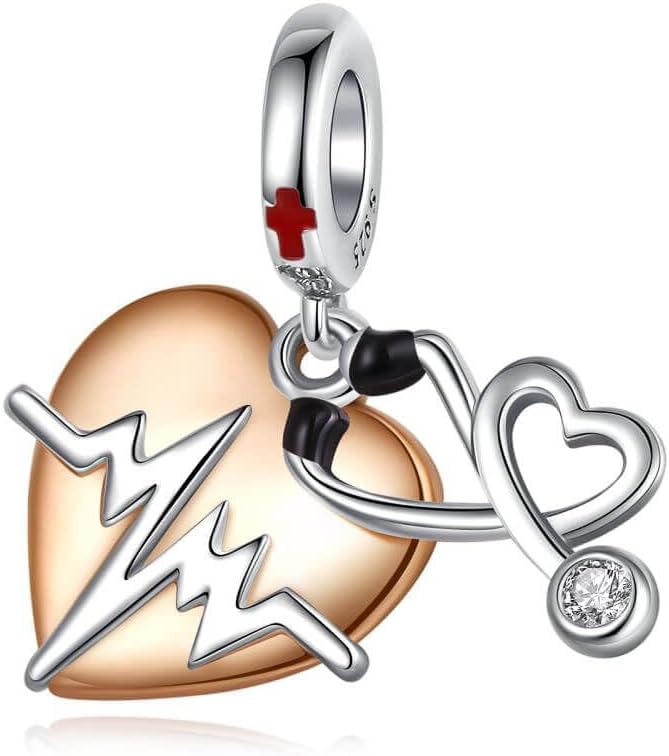 VALGACLS 925 Sterling Silver Family Love Mom Mouse Heart Charms for Bracelets Necklace Valentine's Day Mother's Day Jewelry Charm for Women - Image 1